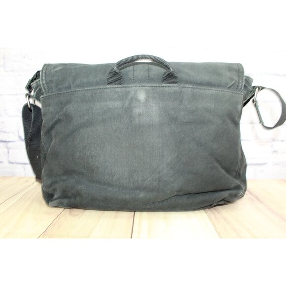 LL Bean Heritage Waxed Canvas Messenger Bag Black - Picture 3 of 14